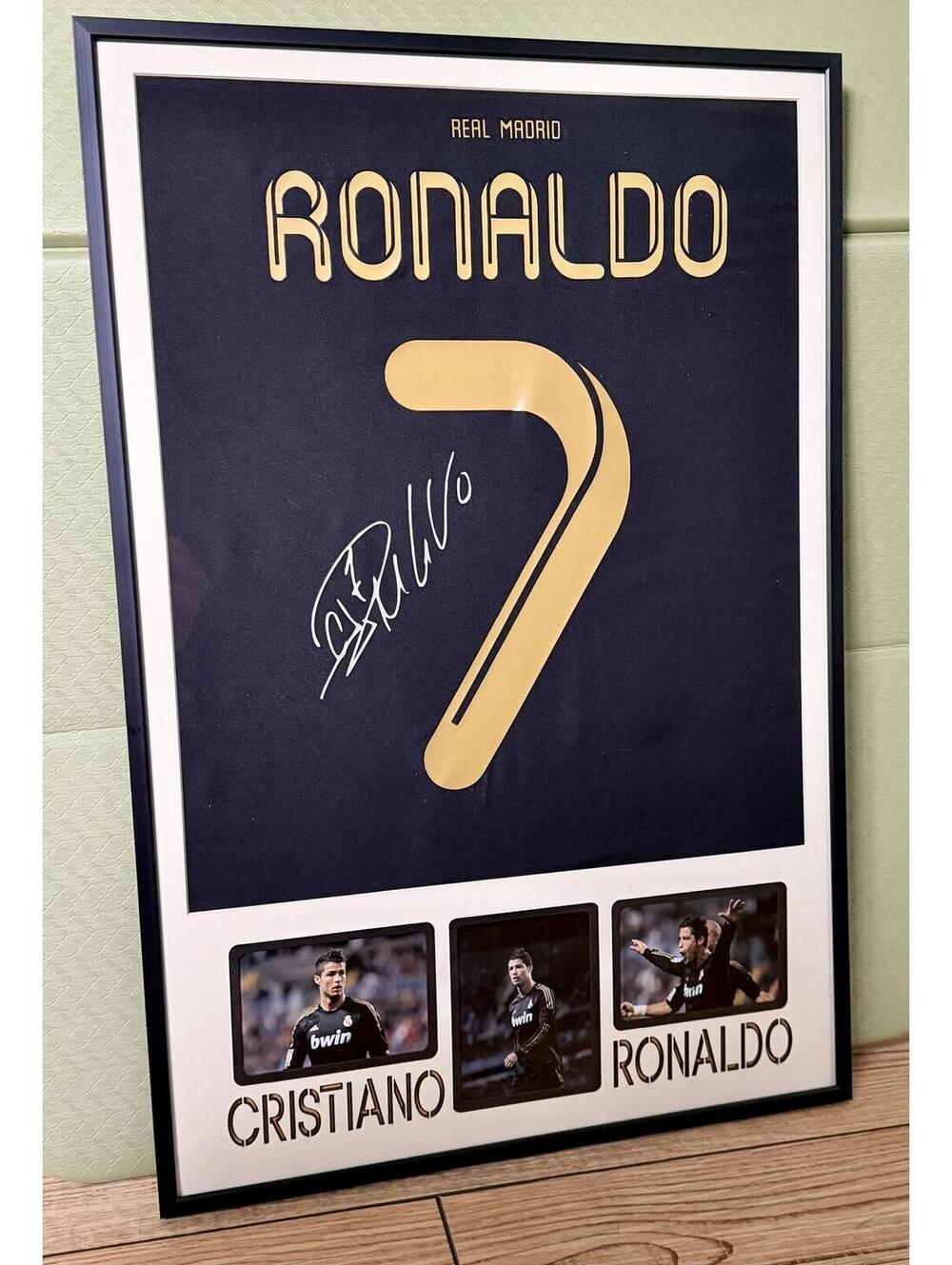 Cristiano Ronaldo Real Madrid Framed Jersey with printed signature